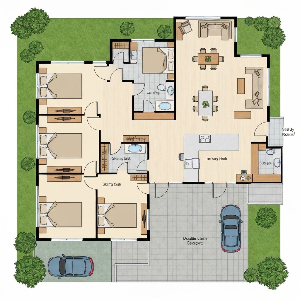 Planta de casa de 120m2 com 3 Quartos